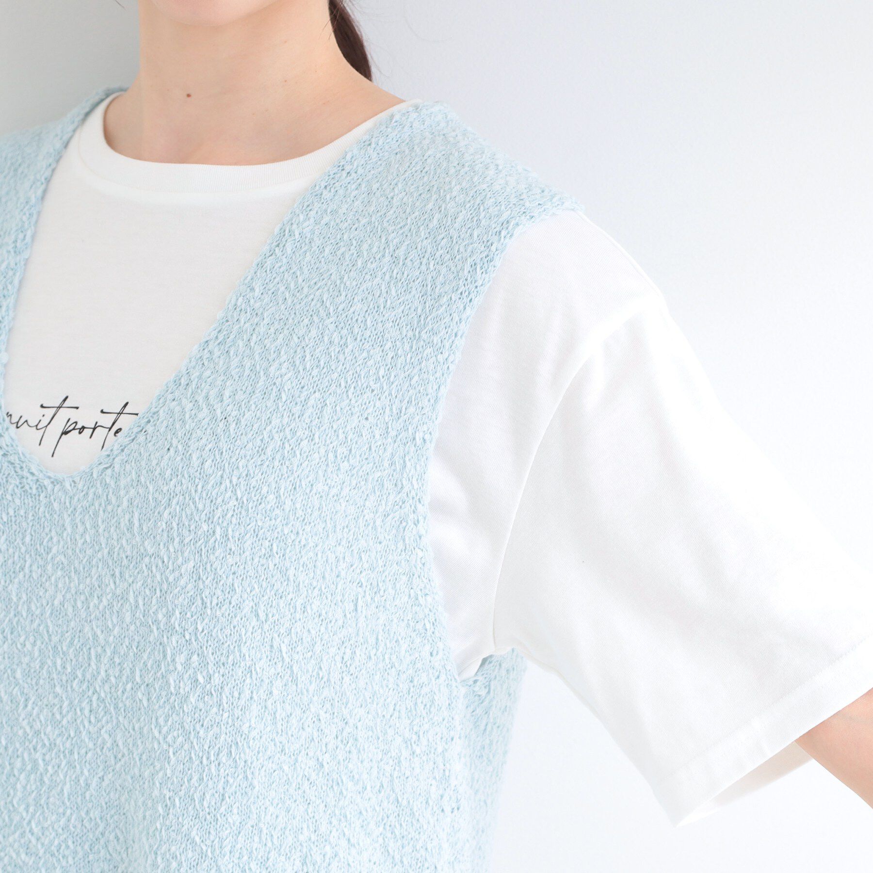 SHOO･LA･RUE「【2点セット/S-LL】ニットベスト＆ロゴTシャツSET」|その他|