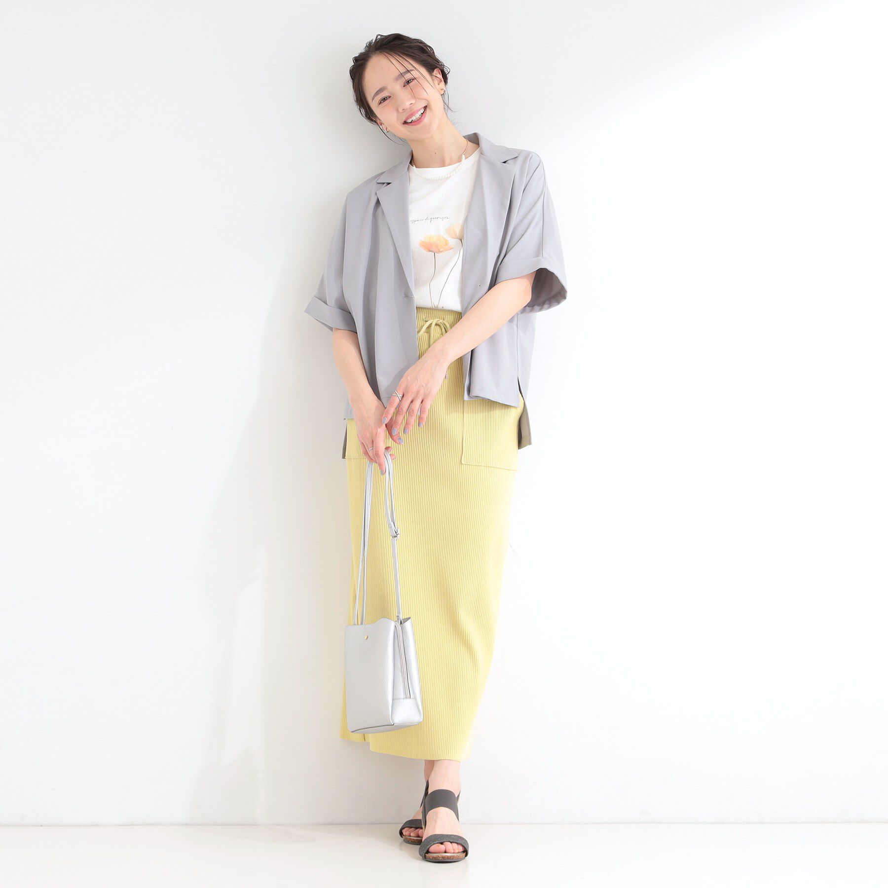 SHOO･LA･RUE「【セットアップ可/洗濯後しわになりにくい/S-LL】半袖とろみテーラードジャケット」|テーラードジャケット|