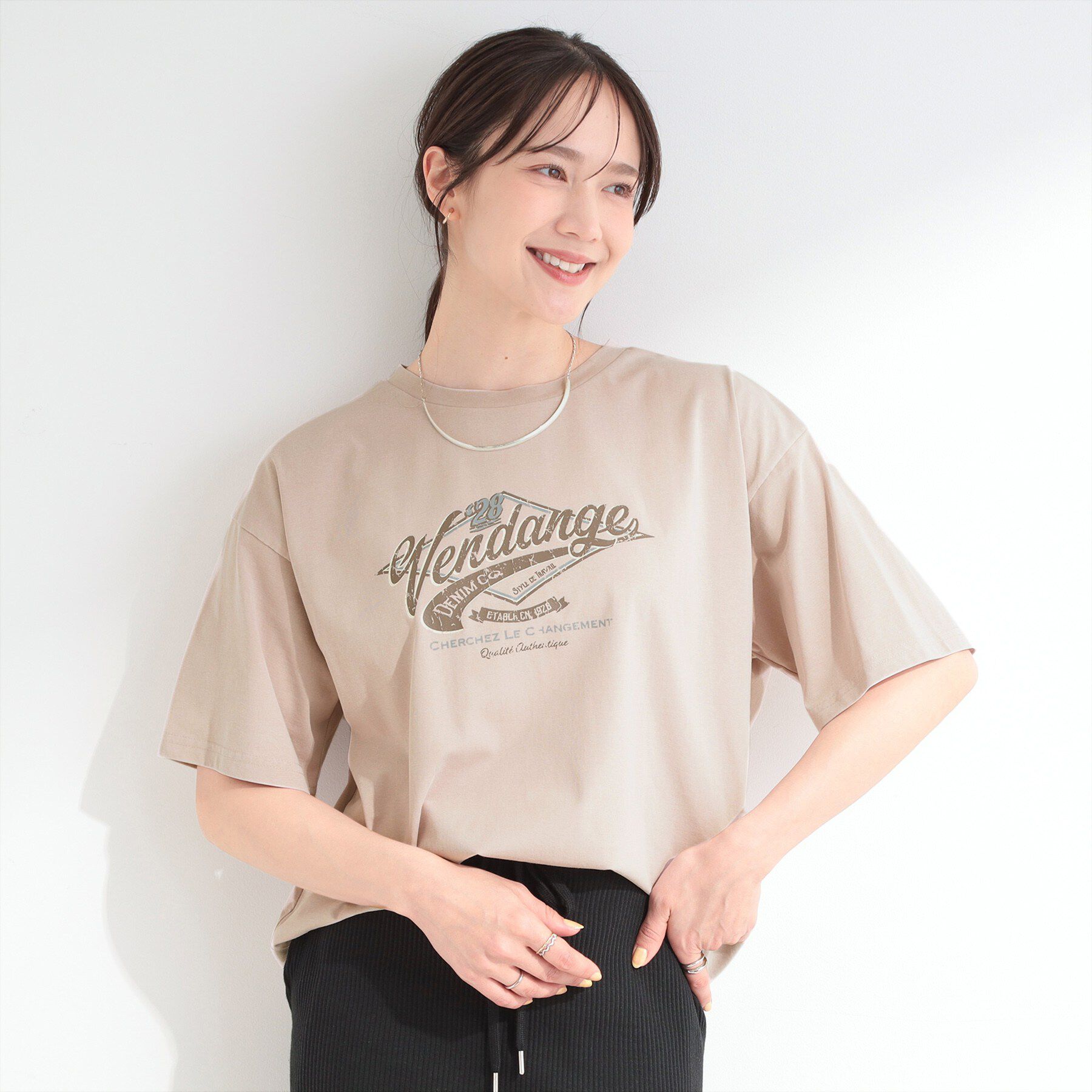 SHOO･LA･RUE「【ひんやり/S-LL/洗濯機可】選べる3柄 ヴィンテージ風こなれアソートTシャツ」|Tシャツ・カットソー|