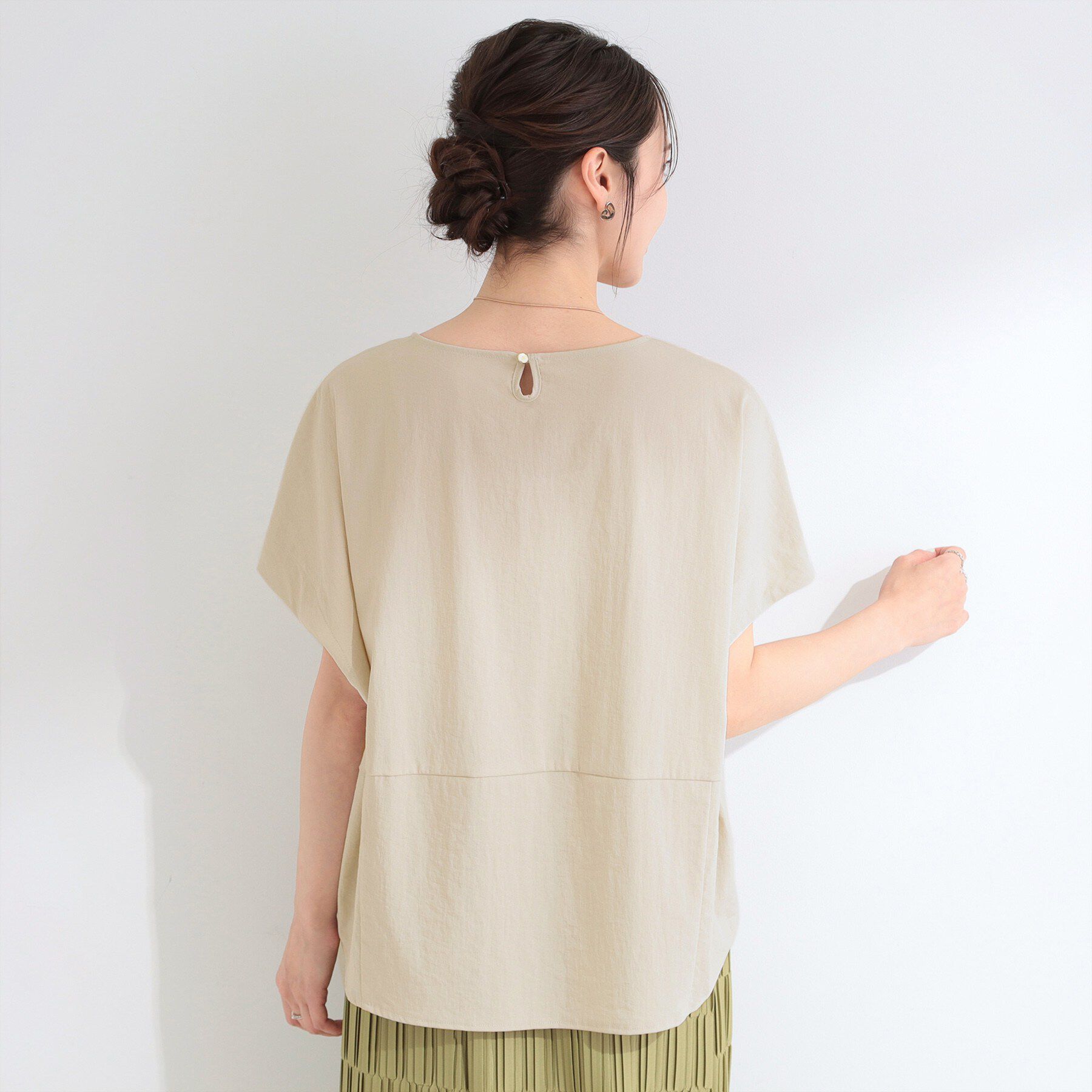 SHOO･LA･RUE「【洗濯機可/セットアップ可】軽凛(かろりん) シンプル上品 ひんやり切替コクーントップス」|Tシャツ・カットソー|