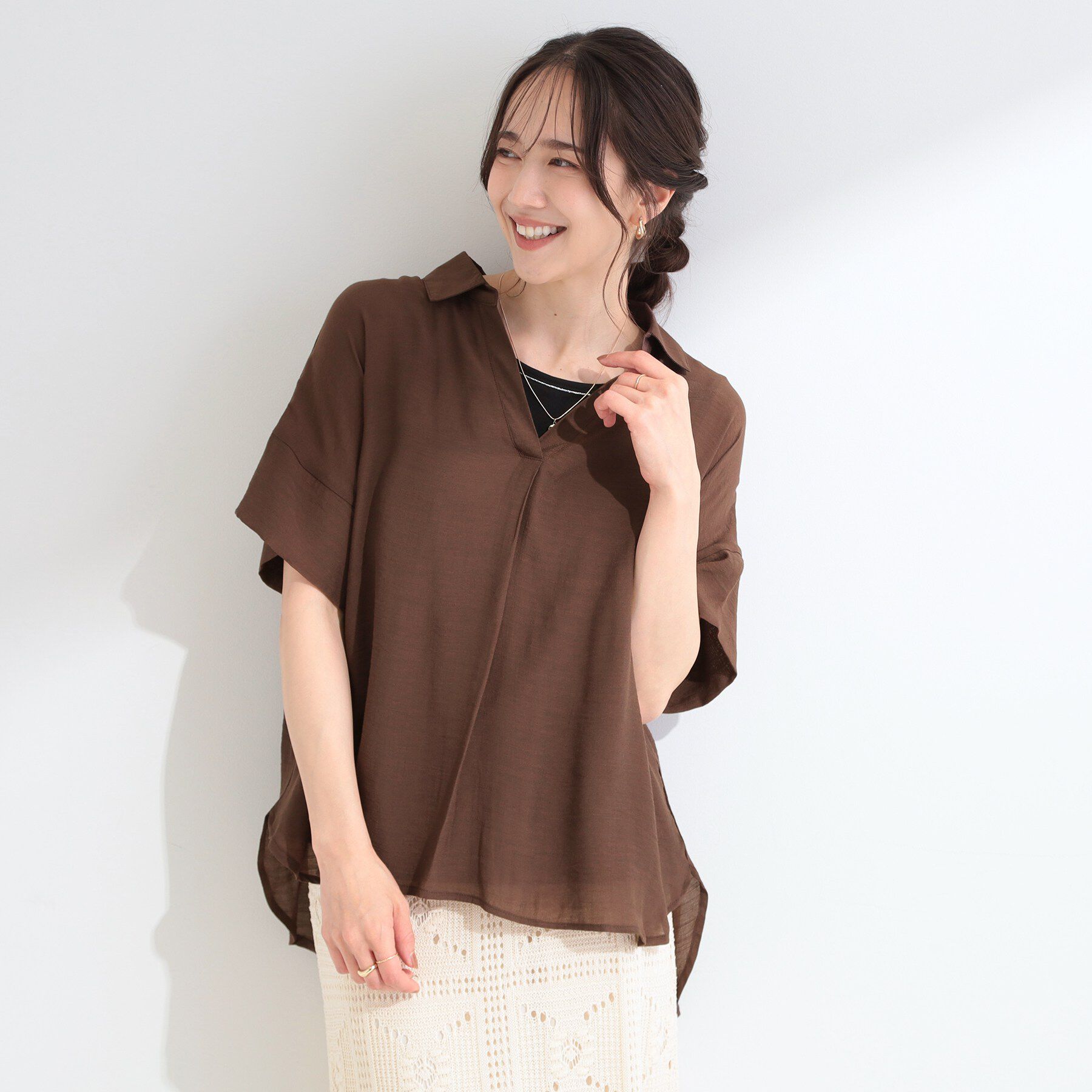 SHOO･LA･RUE「【2点セット/S-LL/洗濯機可】時短でコーデ決まる スラブスキッパーシャツ＋タンクトップ」|その他|