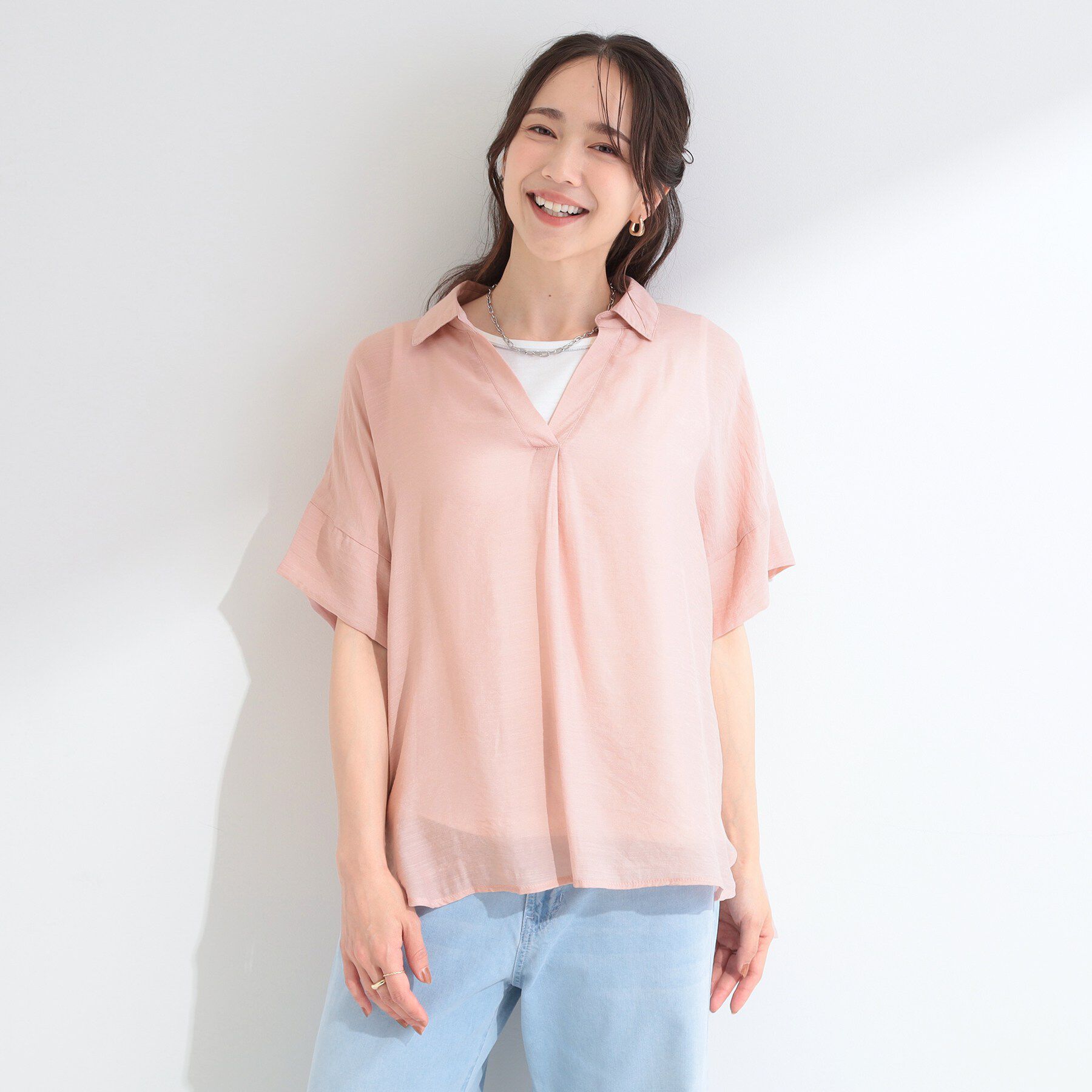 SHOO･LA･RUE「【2点セット/S-LL/洗濯機可】時短でコーデ決まる スラブスキッパーシャツ＋タンクトップ」|その他|