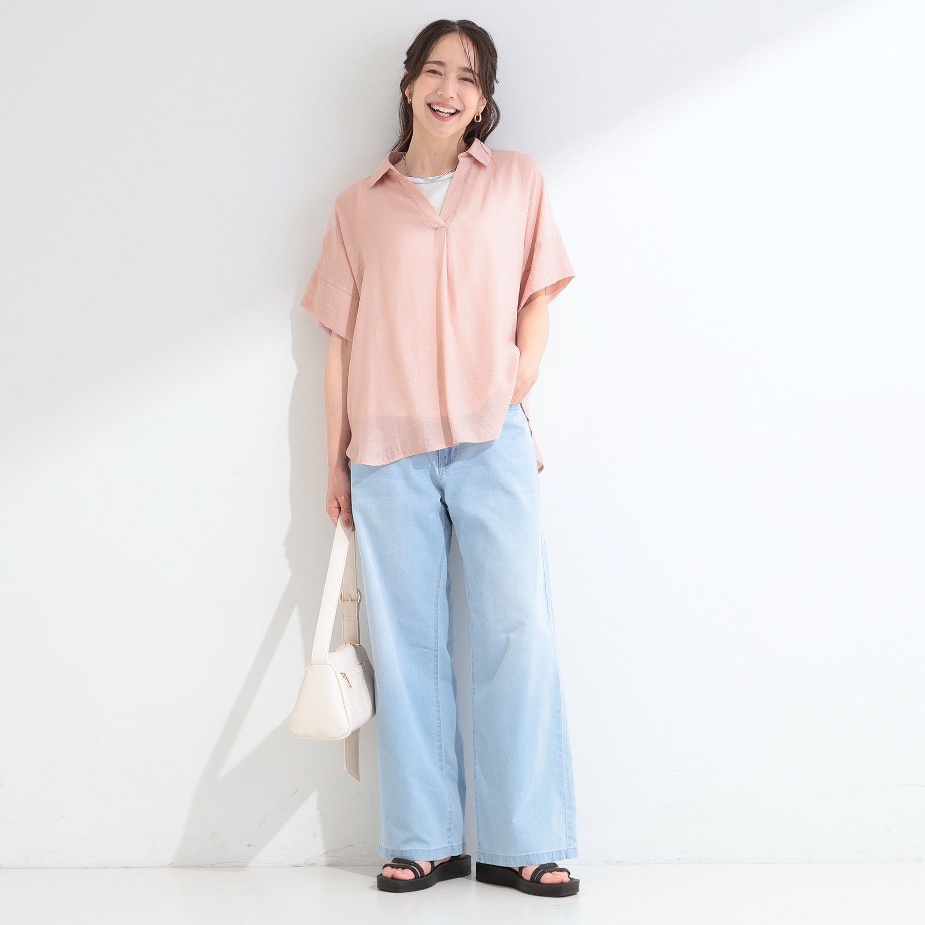SHOO･LA･RUE「【2点セット/S-LL/洗濯機可】時短でコーデ決まる スラブスキッパーシャツ＋タンクトップ」|その他|