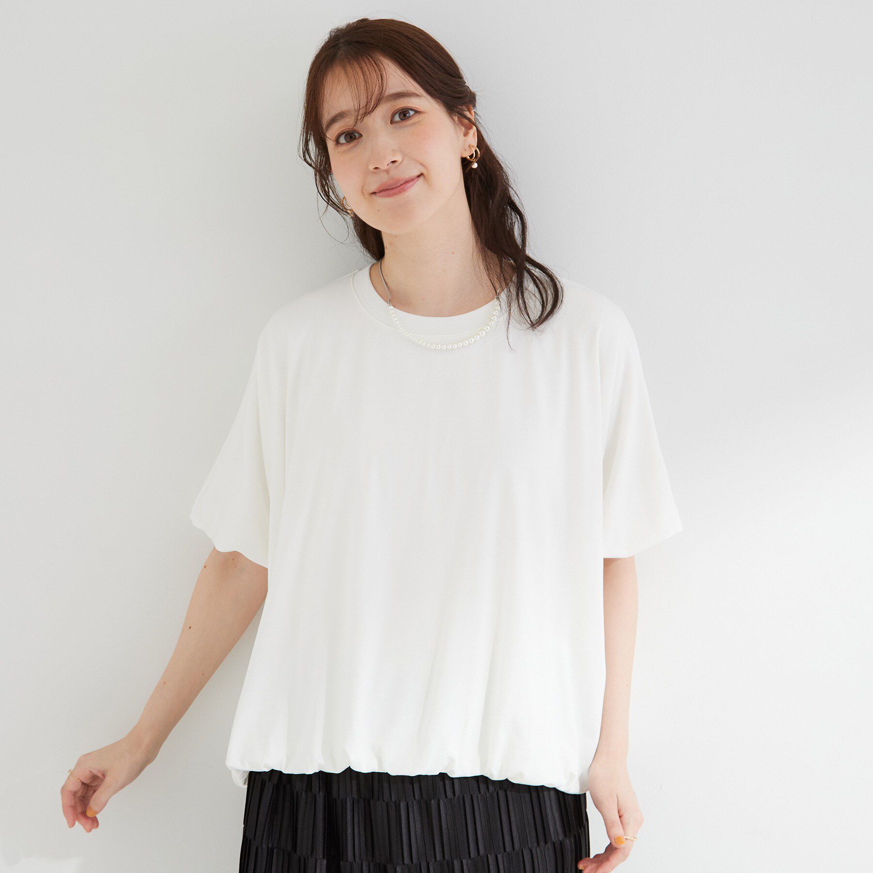 SHOO･LA･RUE「【ひんやり/洗濯機可】インせず着られる バルーンデザインTシャツ」|Tシャツ・カットソー|
