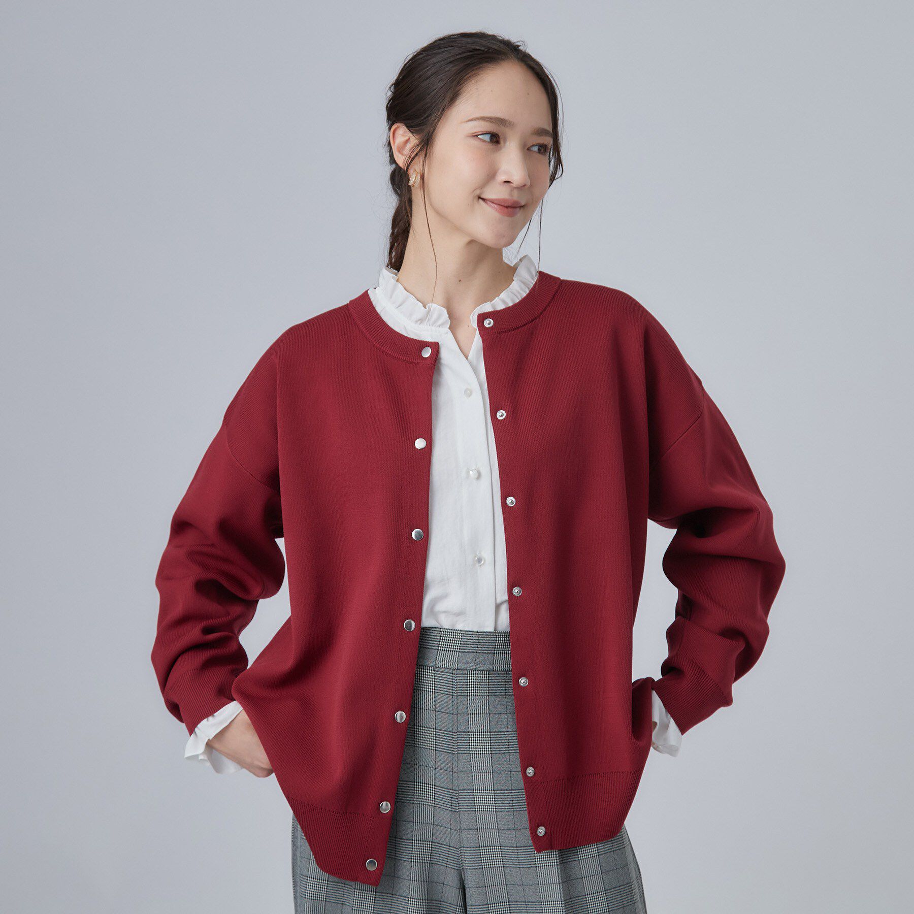 SHOO･LA･RUE「【セットアップ可/洗濯機可】軽やかに羽織れる スポンディシュニットカーディガン」|カーディガン|