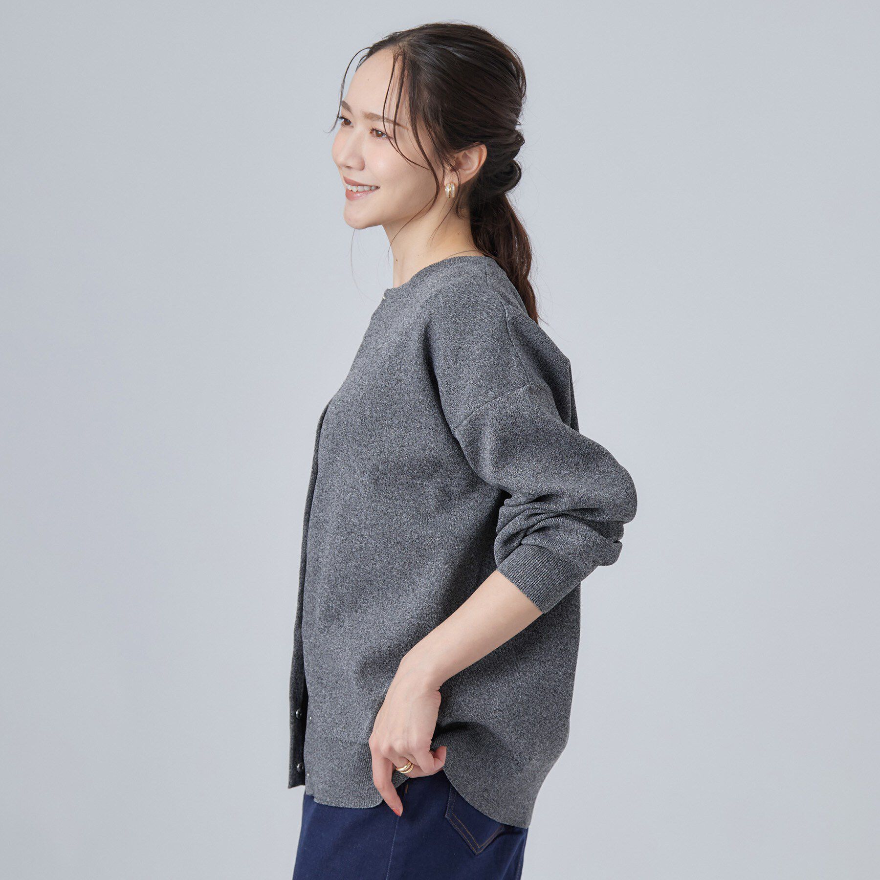 SHOO･LA･RUE「【セットアップ可/洗濯機可】軽やかに羽織れる スポンディシュニットカーディガン」|カーディガン|