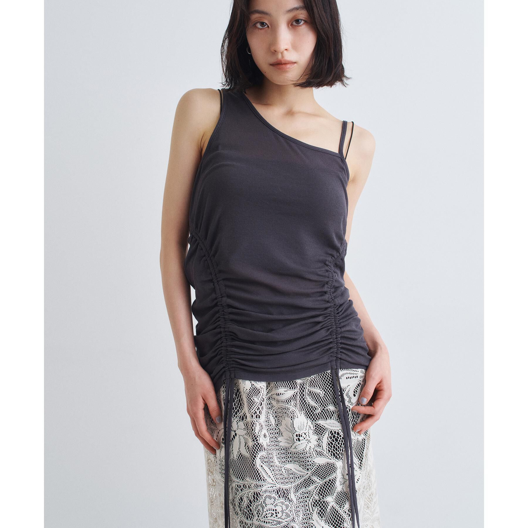 CODE A「asymmetry gather tank」|キャミソール|チャコールグレー(0