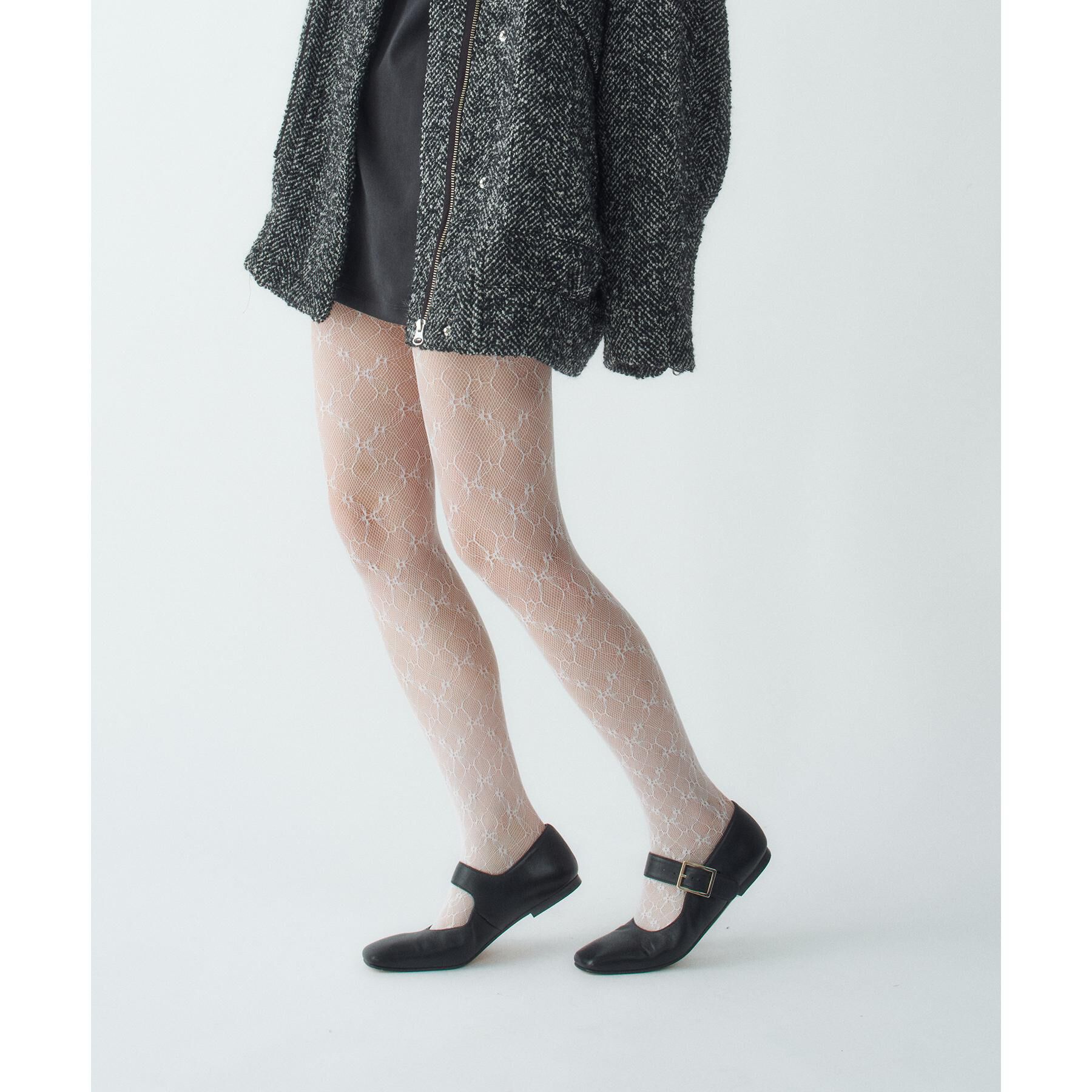 CODE A「piedi nudi｜flower lace tights」|タイツ・ストッキング|ホワイト(001)