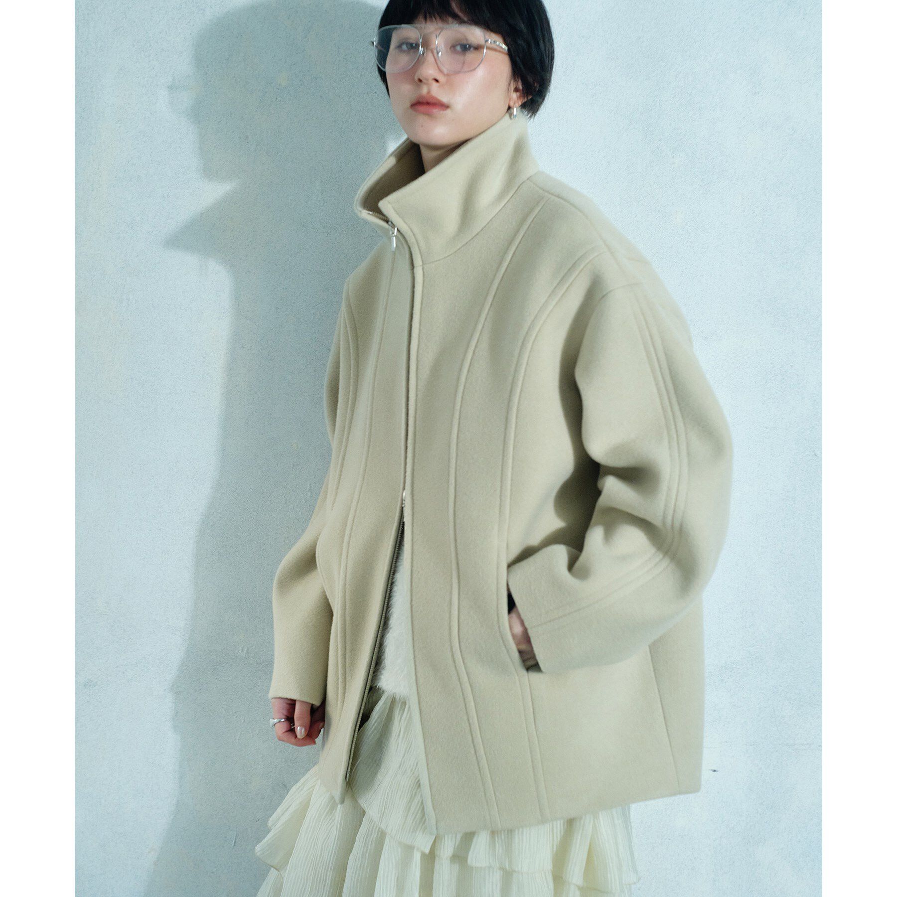 CODE A「wool volume short coat」|その他|アイボリー(004)