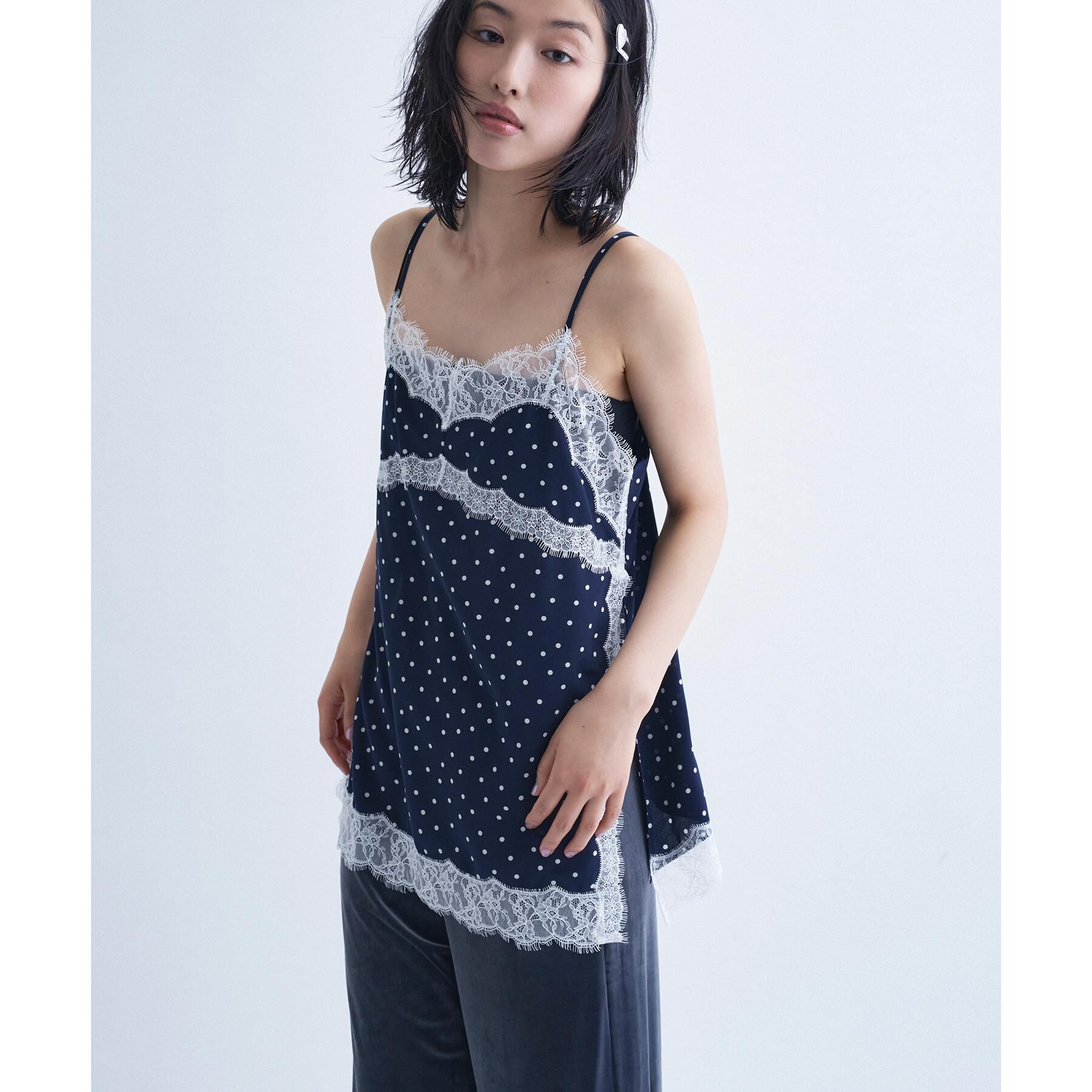 CODE A「dot lingerie lace cami」|キャミソール|ブルー(693)