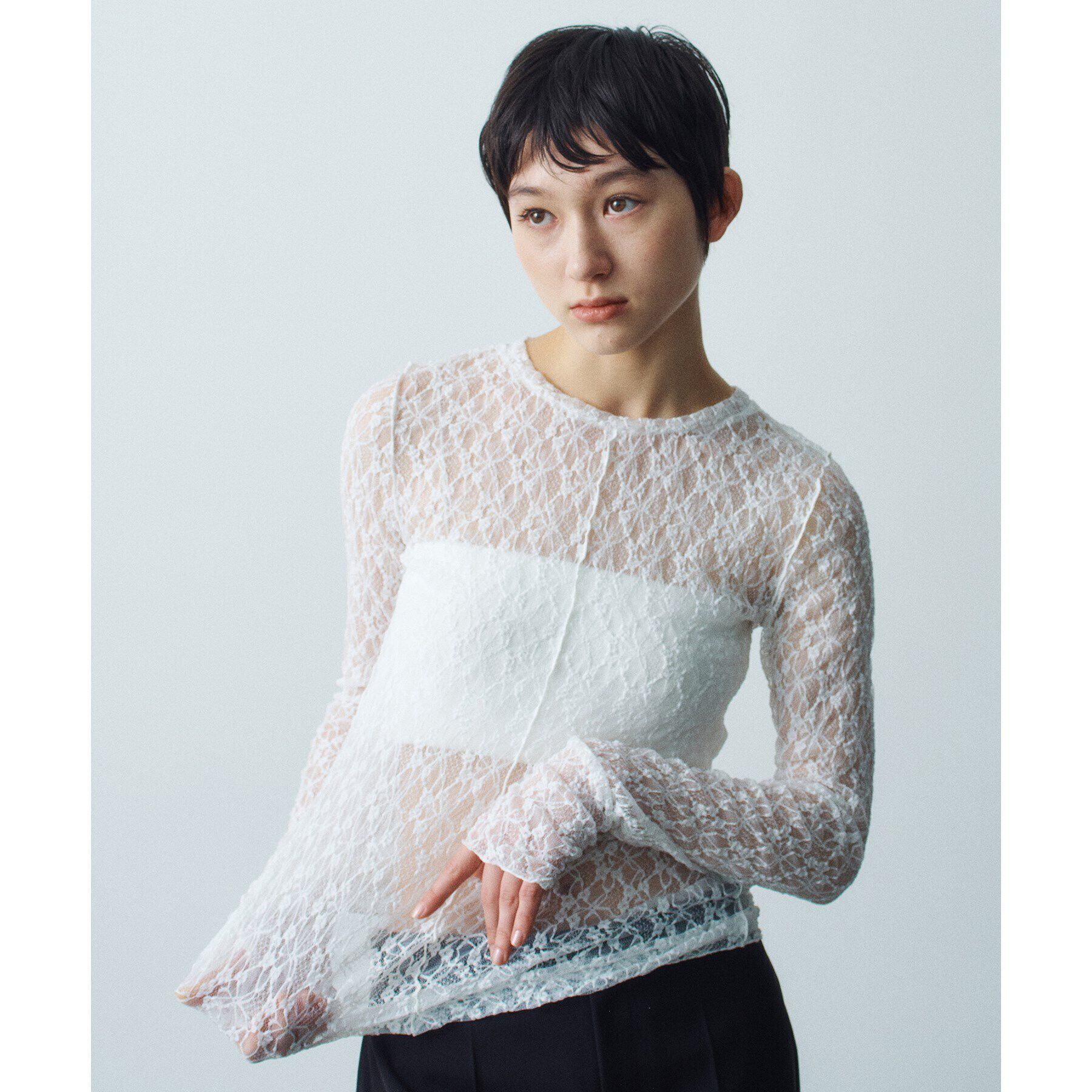 CODE A「【ReRe】stretch lace tops」|Tシャツ・カットソー|