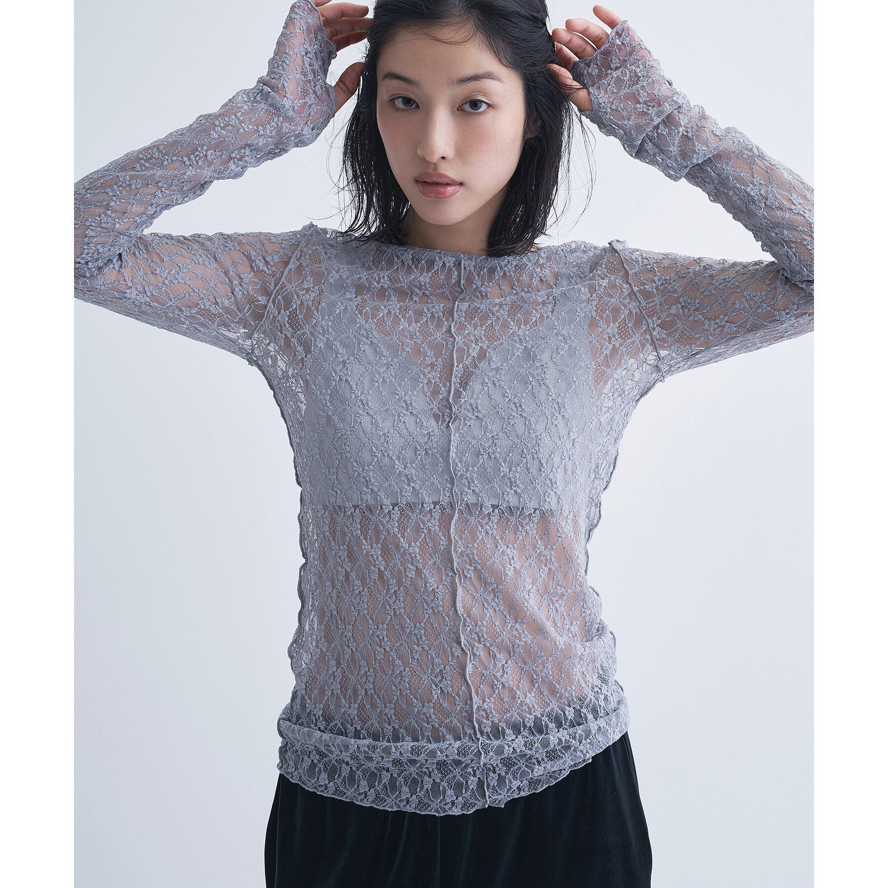 CODE A「【ReRe】stretch lace tops」|Tシャツ・カットソー|