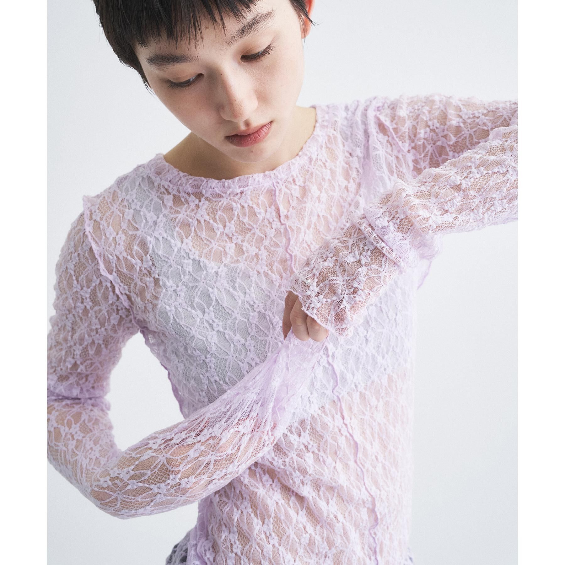 CODE A「【ReRe】stretch lace tops」|Tシャツ・カットソー|