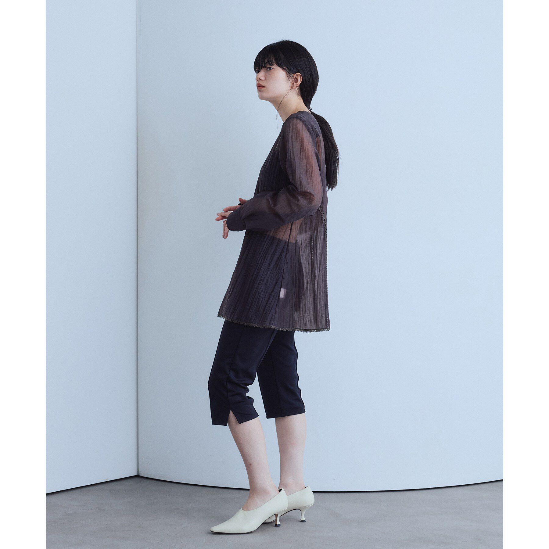 CODE A「lace－inset sheer tunic」|シャツ・ブラウス|