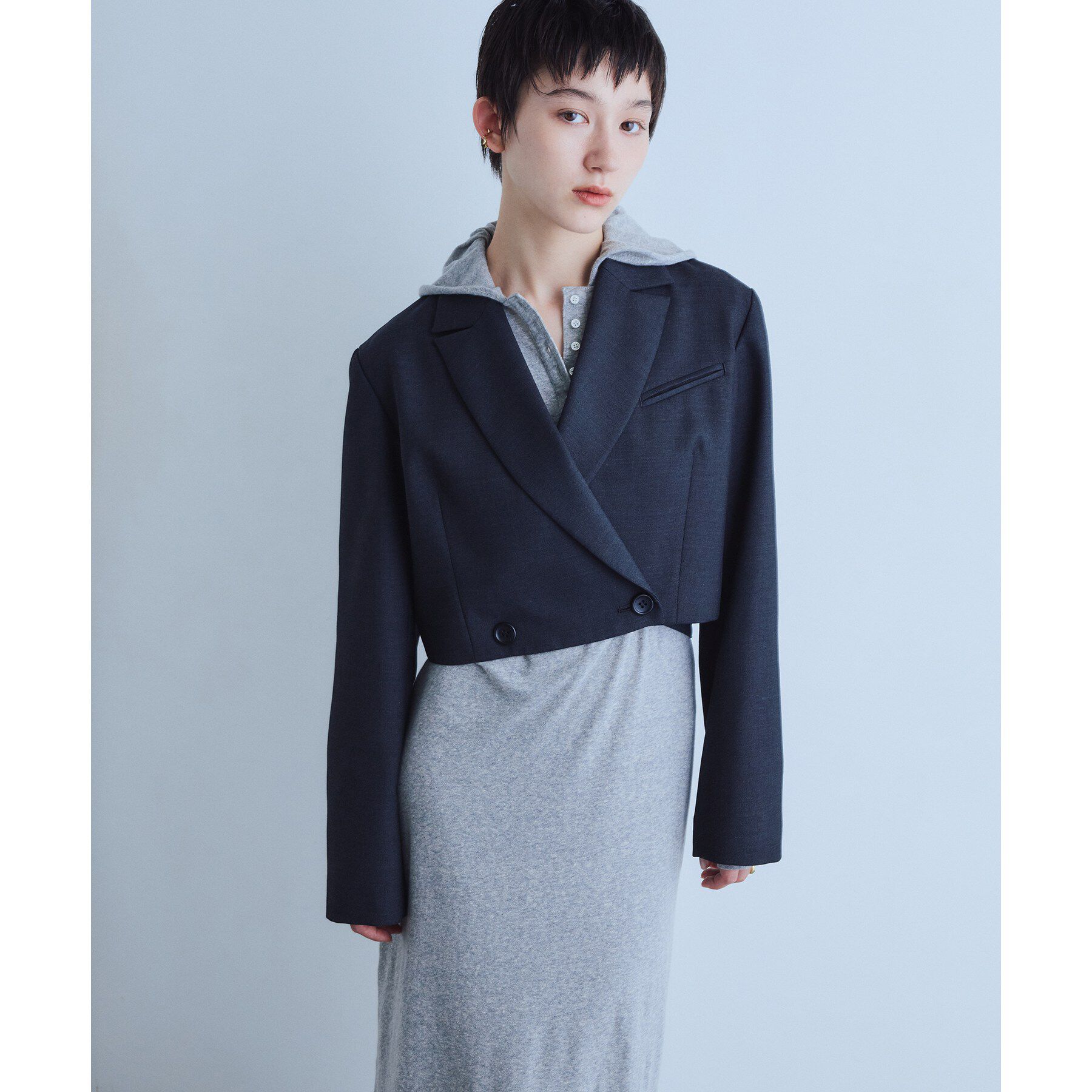 CODE A「ribboned tailor jacket」|テーラードジャケット|チャコールグレー(0