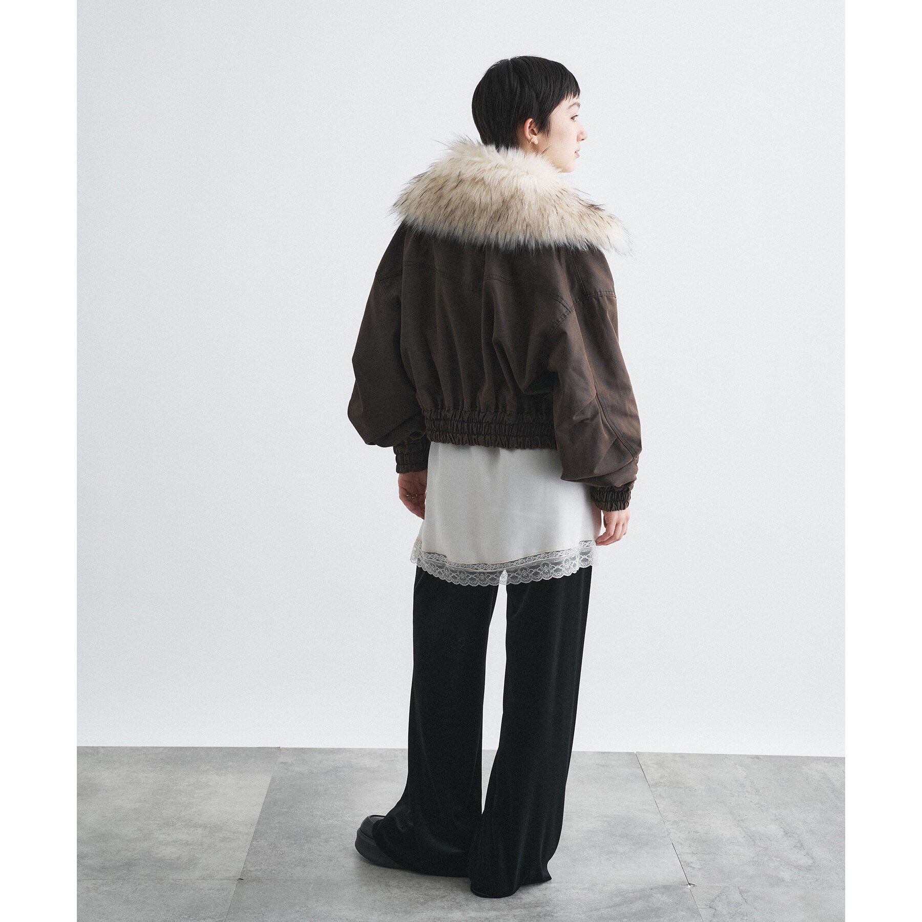 CODE A「SYSTEM｜ WASHED BOMBER JACKET  WITH HAIRY COLLAR」|テーラードジャケット|