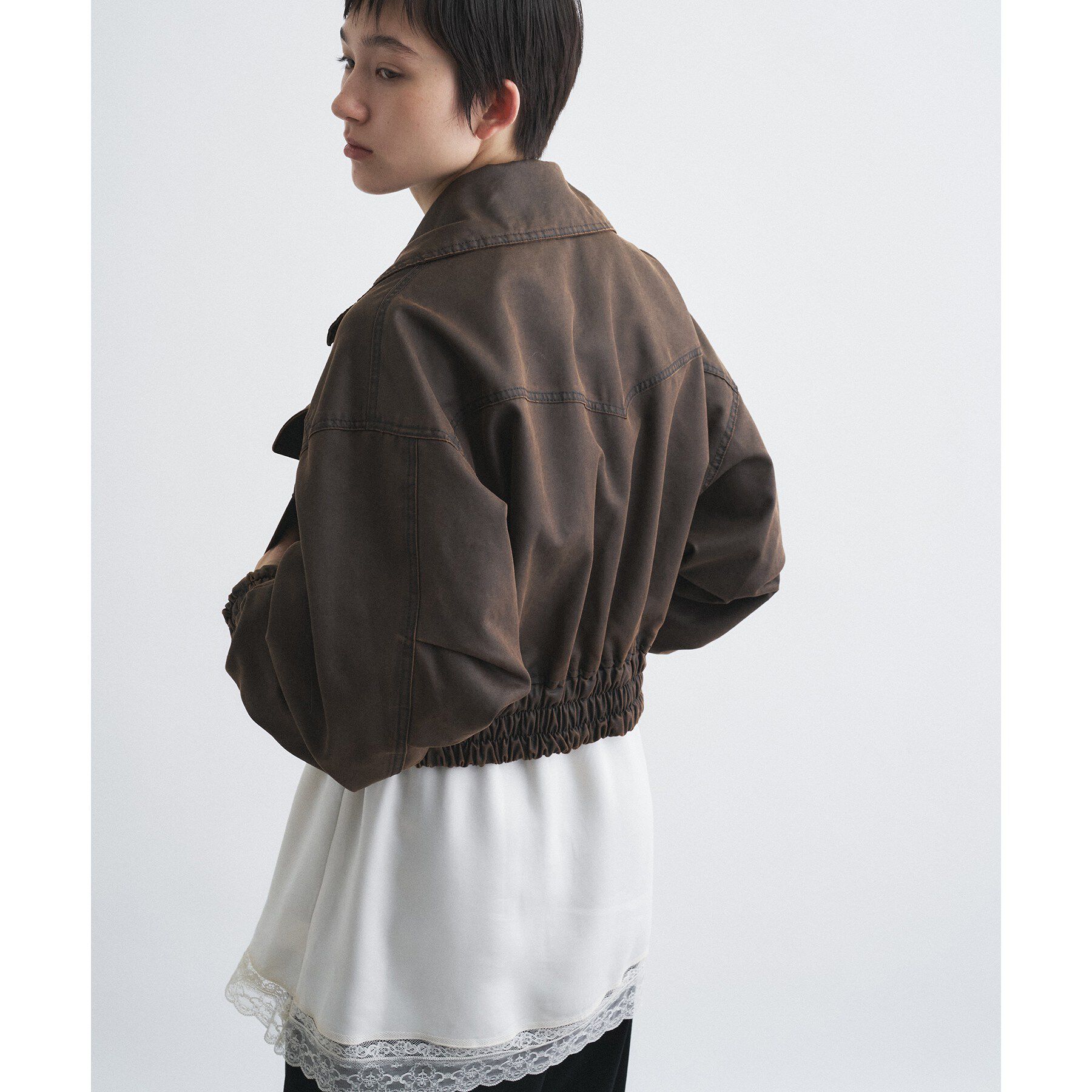 CODE A「SYSTEM｜ WASHED BOMBER JACKET  WITH HAIRY COLLAR」|テーラードジャケット|