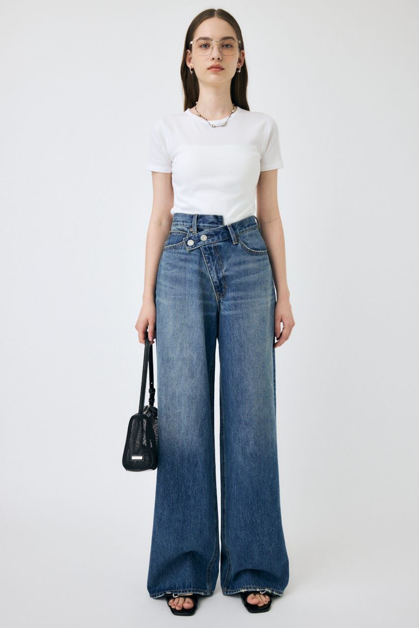MOUSSY「CROSS WAIST WIDE STRAIGHT」|デニム|