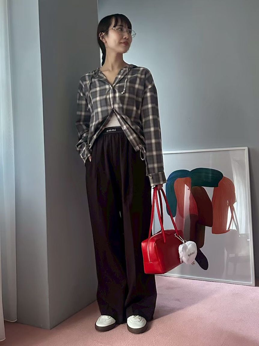 emmi atelier「チェックフーディーシャツ」|シャツ・ブラウス|