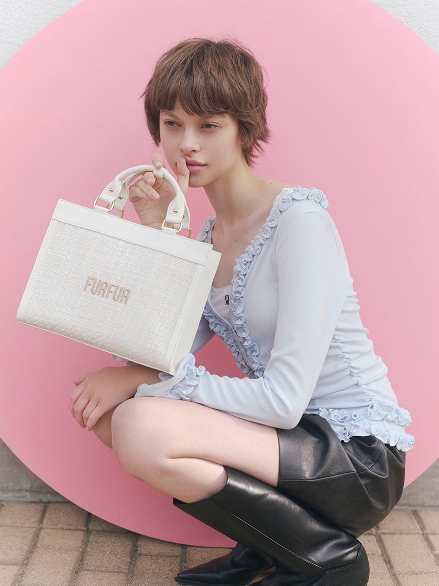 FURFUR「(Lsize) ツイードロゴトートバッグ【WEB・一部店舗限定】」|トートバッグ|