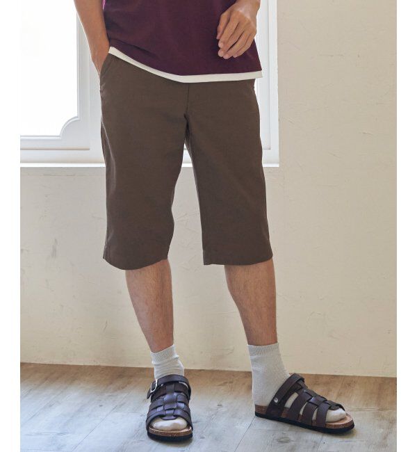 ikka「6.5分丈ドビーハーフパンツ」|その他|ブラウン