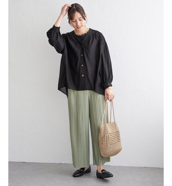 ikka「【雑誌InRed4月号掲載】カットプリーツワイドパンツ【親子コーデ】」|キュロット|