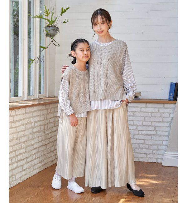 ikka「【雑誌InRed4月号掲載】カットプリーツワイドパンツ【親子コーデ】」|キュロット|