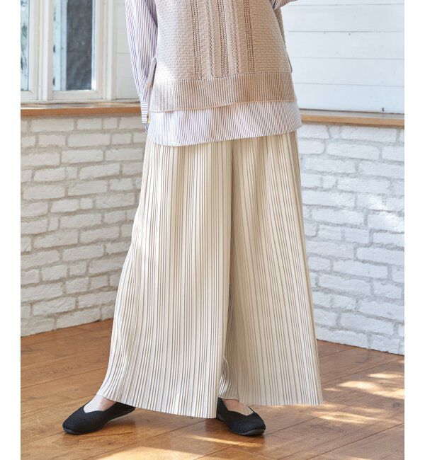 ikka「【雑誌InRed4月号掲載】カットプリーツワイドパンツ【親子コーデ】」|キュロット|