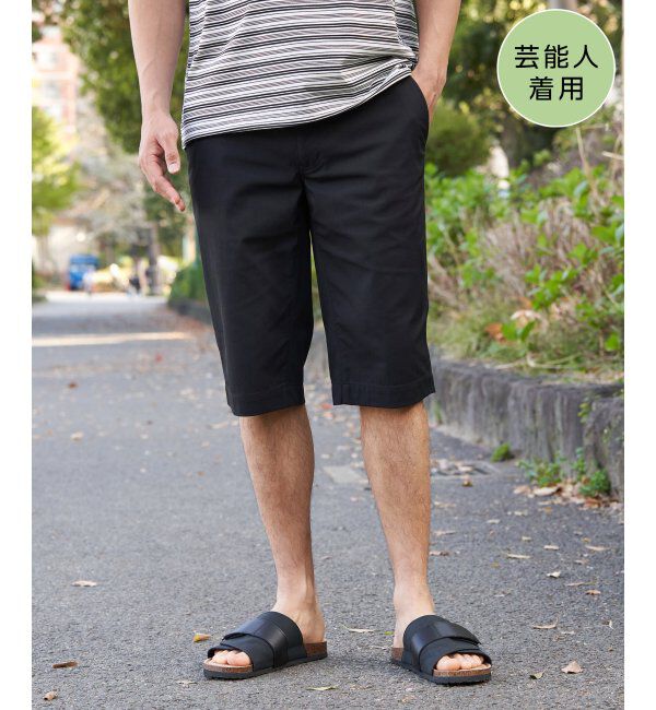 ikka「6.5分丈ドビーイージーハーフパンツ」|その他|ブラック