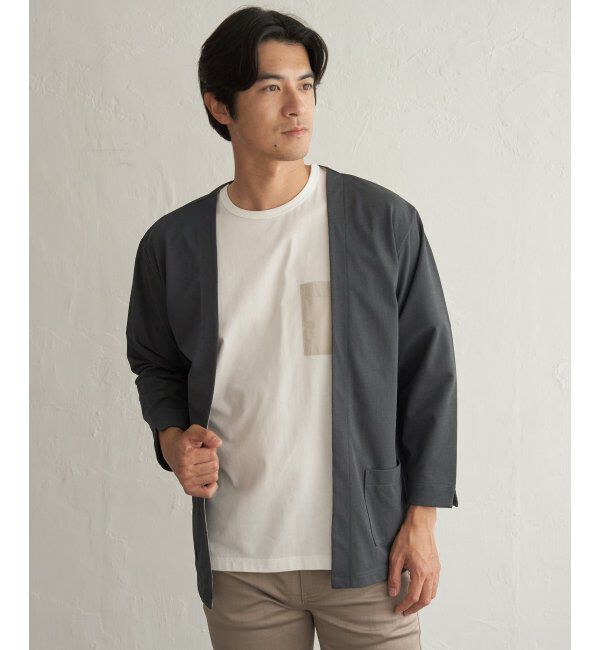 ikka「DRYメッシュバイカラー7分袖カーディガン」|カーディガン|