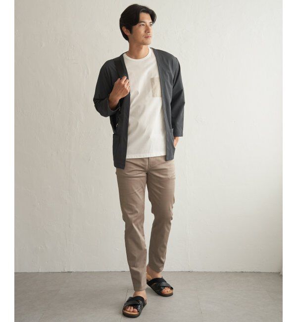 ikka「DRYメッシュバイカラー7分袖カーディガン」|カーディガン|