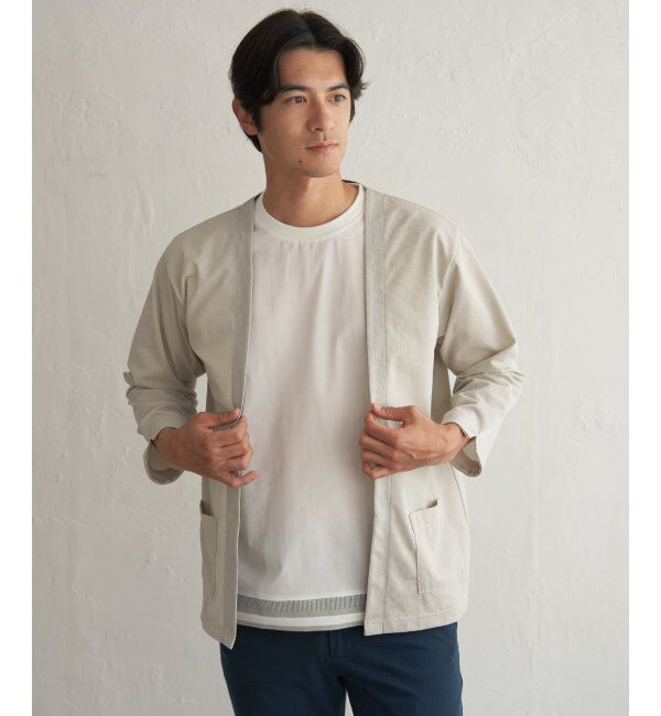 ikka「DRYメッシュバイカラー7分袖カーディガン」|カーディガン|