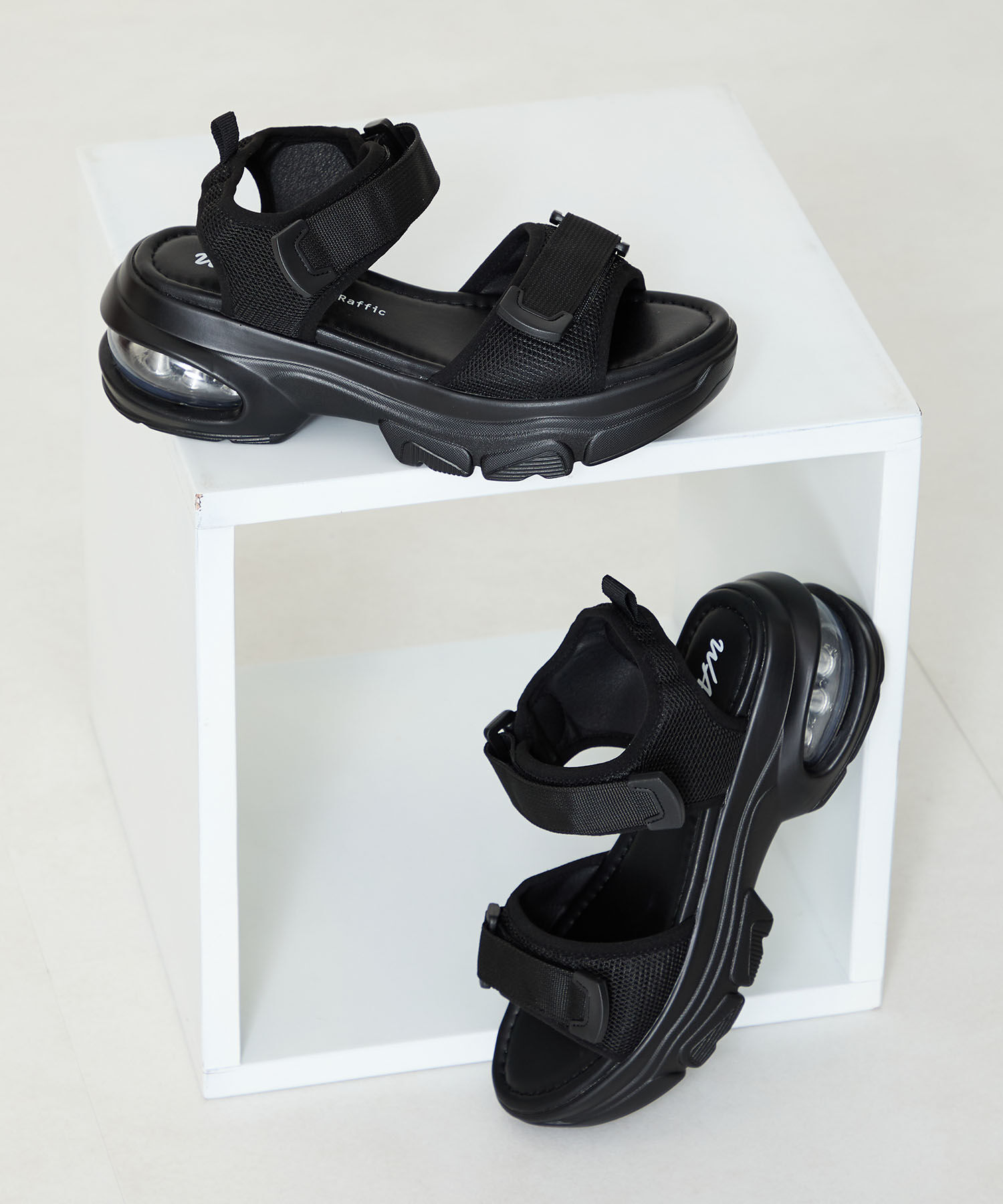 WA Oriental TRaffic「スニーカー ソール スポーツ サンダル /52218 トレンド 人気 厚底 スポサン」|サンダル|BLACK