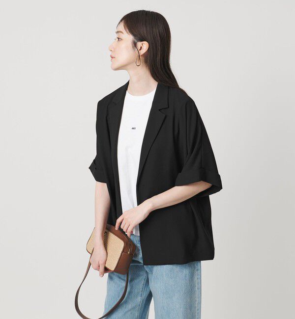 UNITED ARROWS「イージー テーラード ジャケット ‐吸水速乾 帯電防止 接触冷感 ウォッシャブル‐」|テーラードジャケット|BLACK