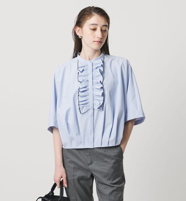 UNITED ARROWS「メロー フリル シャツ ブラウス ‐防しわ 吸水速乾 UVカット 遮熱性 接触冷感 ウォッシャブル‐」|シャツ・ブラウス|