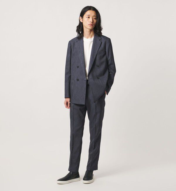 UNITED ARROWS「テックデニム ダブル 4ボタン テーラードジャケット UA COZY ウォッシャブル ヨコストレッチ」|テーラードジャケット|