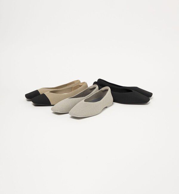 UNITED ARROWS green label relaxing「ウェルネス ニット スクエアVカット シューズ 撥水 ウォッシャブル」|バレエシューズ|