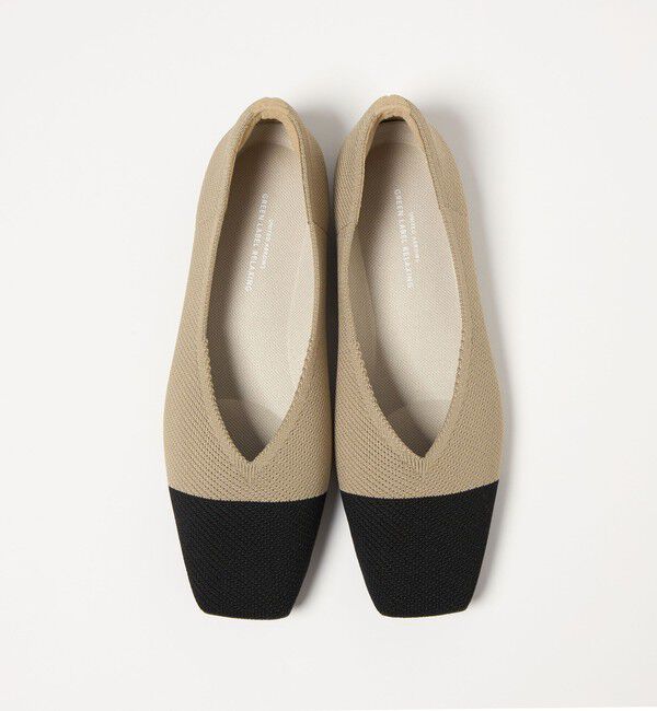 UNITED ARROWS green label relaxing「ウェルネス ニット スクエアVカット シューズ 撥水 ウォッシャブル」|バレエシューズ|