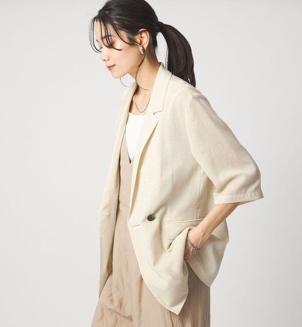 UNITED ARROWS green label relaxing「【結論シリーズ】シアーエアミドルスリーブジャケット マシンウォッシャブル 接触冷感 通気性」|テーラードジャケット|