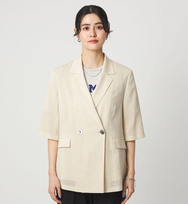 UNITED ARROWS green label relaxing「【結論シリーズ】シアーエアミドルスリーブジャケット マシンウォッシャブル 接触冷感 通気性」|テーラードジャケット|