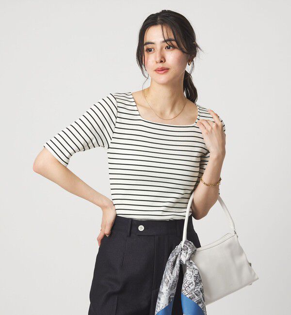 UNITED ARROWS green label relaxing「ブライトリブ スクエアネック 5分袖 プルオーバー カットソー」|Tシャツ・カットソー|その他1