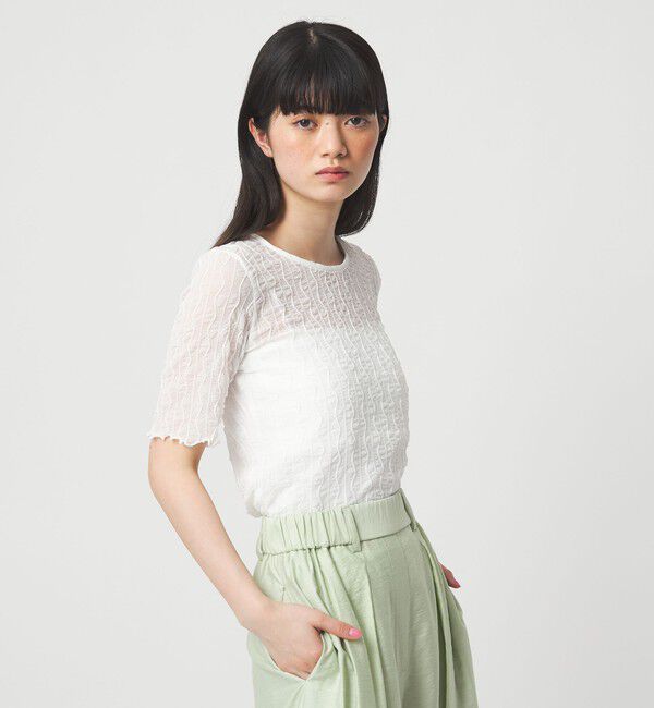 EMMEL REFINES「＜EMMEL REFINES＞EM ウェーブシアー クルーネック 5スリーブ」|Tシャツ・カットソー|