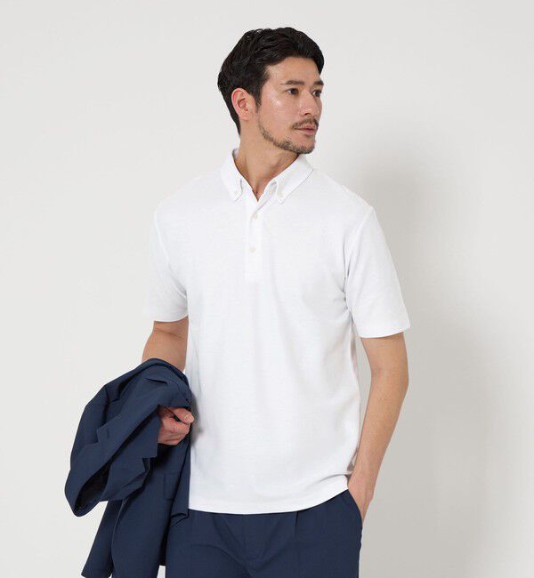 BEAUTY&YOUTH UNITED ARROWS「【WEB限定 WARDROBE SMART】ステイ クリーン ピケ BD ポロシャツ【抗菌防臭】」|ポロシャツ|WHITE