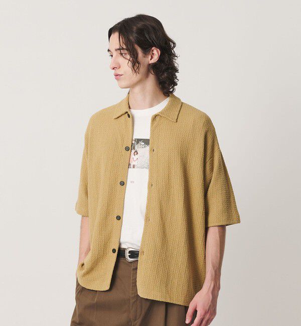 BEAUTY&YOUTH UNITED ARROWS「ブークレ ツイードライク ニット シャツ ウォッシャブル」|カーディガン|MUSTARD