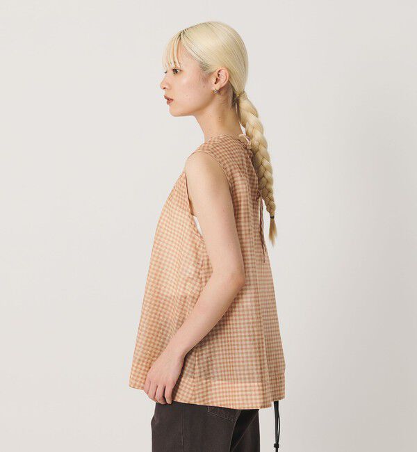 BEAUTY&YOUTH UNITED ARROWS「コットンシルク シアーチェック ノースリーブ ブラウス」|シャツ・ブラウス|ORANGE