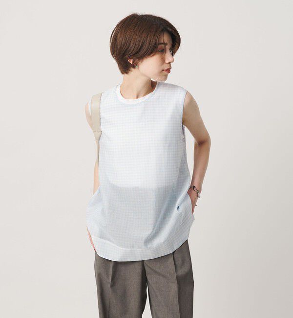 BEAUTY&YOUTH UNITED ARROWS「コットンシルク シアーチェック ノースリーブ ブラウス」|シャツ・ブラウス|