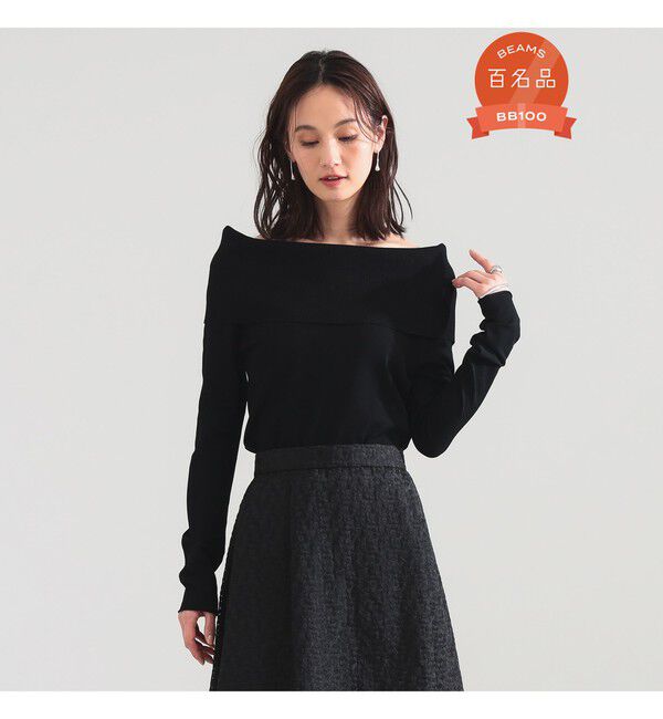 Demi-Luxe BEAMS 「オフショルダー プルオーバーニット」|ニット・セーター|BLACK
