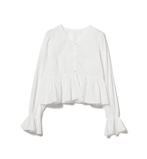 Ray BEAMS 「ギャザー ペプラム Vネック ブラウス　　26SS 日除け 裾フレア 冷房対策  春夏」|シャツ・ブラウス|