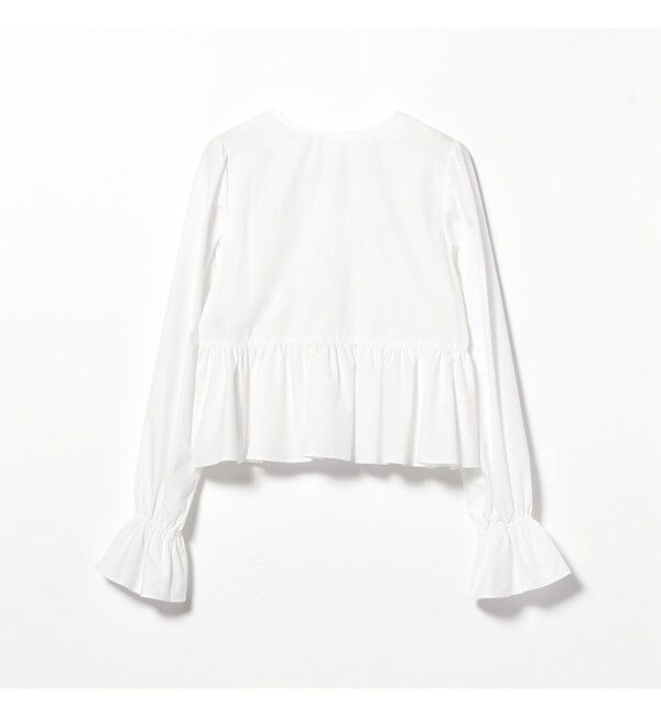 Ray BEAMS 「ギャザー ペプラム Vネック ブラウス　　26SS 日除け 裾フレア 冷房対策  春夏」|シャツ・ブラウス|