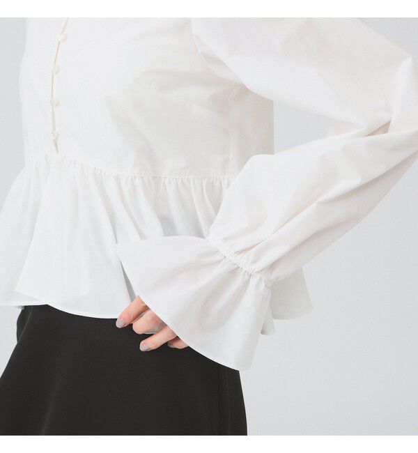 Ray BEAMS 「ギャザー ペプラム Vネック ブラウス　　26SS 日除け 裾フレア 冷房対策  春夏」|シャツ・ブラウス|